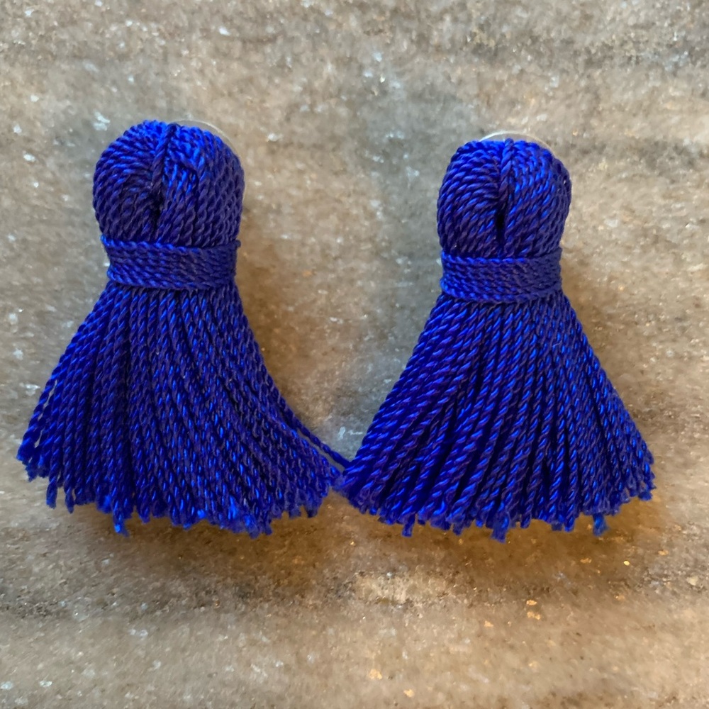 Blue tassel earrings